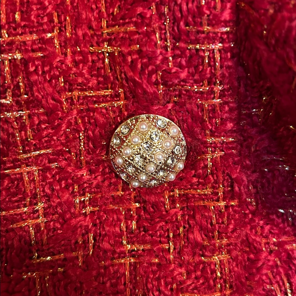 GORGEOUS BOSTON PROPER RED /GOLD TWEED JACKET SIZE 2 WORN ONCE - Picture 5 of 5